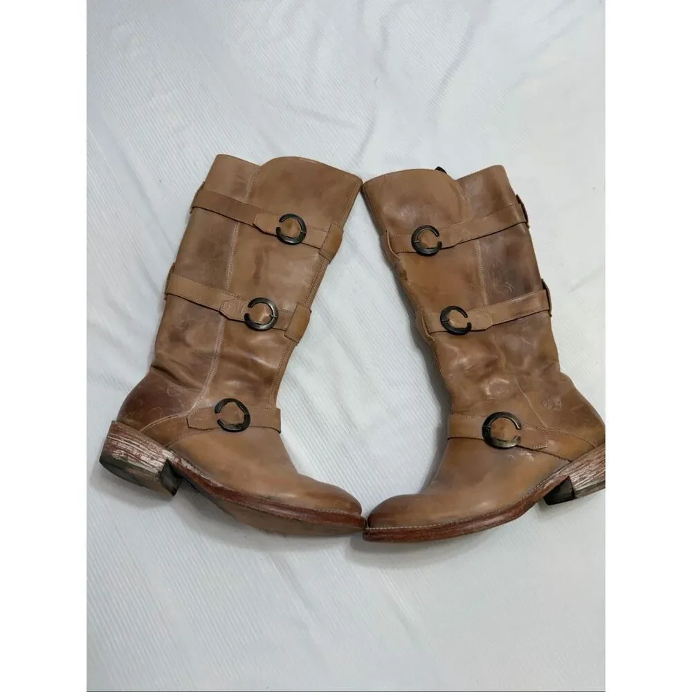 Ariat Alta Tan 3 Buckle Leather Riding Boots Size 7 B